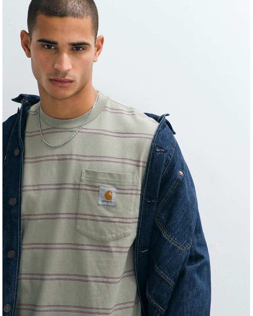 Carhartt Green Bert Stripe T-Shirt for men
