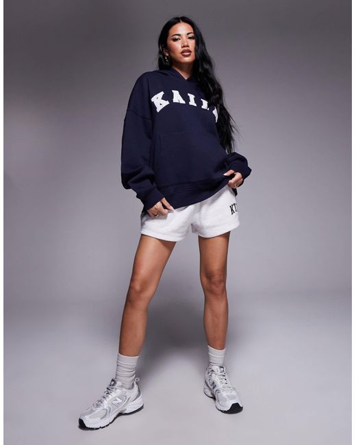 Sweat à capuche oversize avec broderie logo - marine Kaiia en coloris Blue