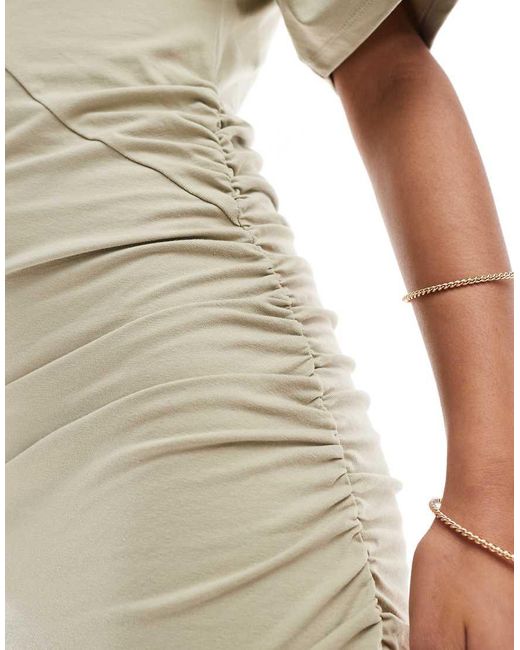 ASOS White Slash Ruched Front T-shirt Maxi Dress