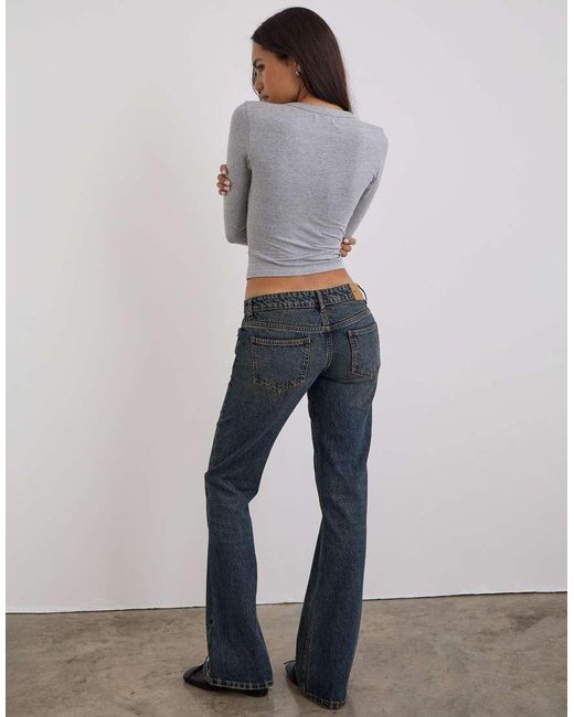 Motel Gray Extra Low Rise Flare Jeans