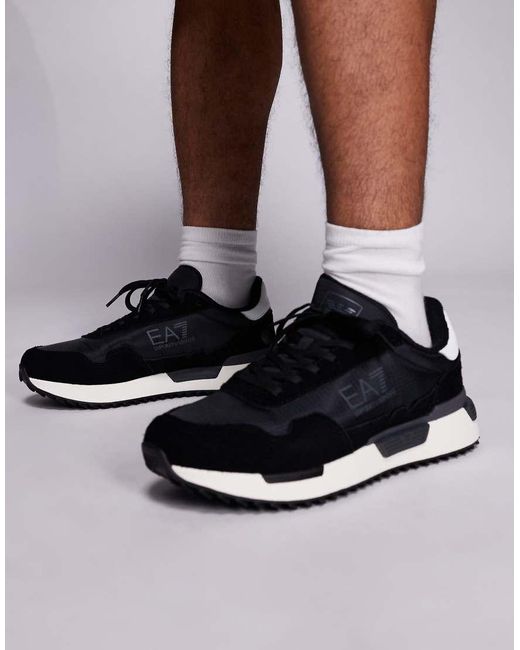 EA7 Black Armani Vintage Runner Style Trainers for men