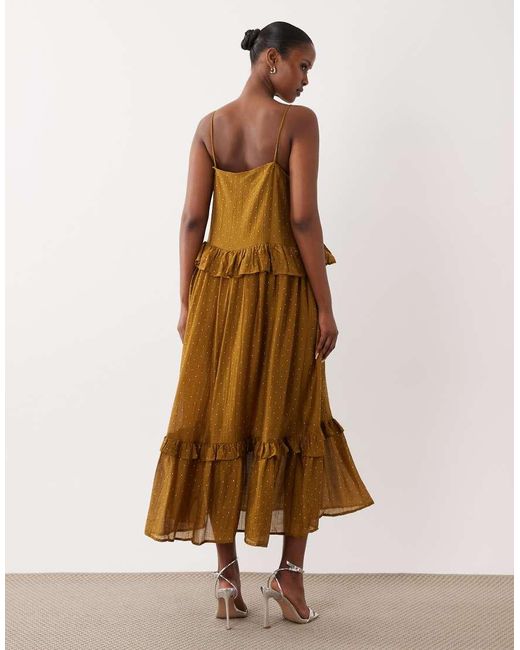 Vila Natural Rhinestone Tiered Cami Maxi Dress