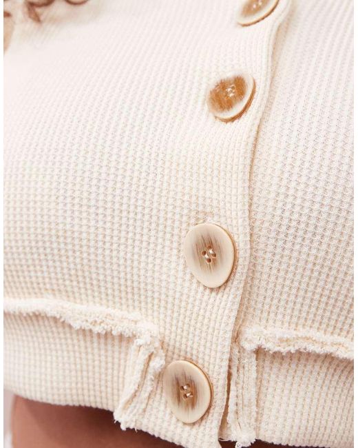 Camisa Corta Abotonada De Punto Gofrado De Asos Design Curve-Blanco ASOS de color Brown