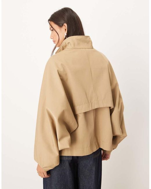 Glamorous Natural Cropped Cape Style Trench Coat