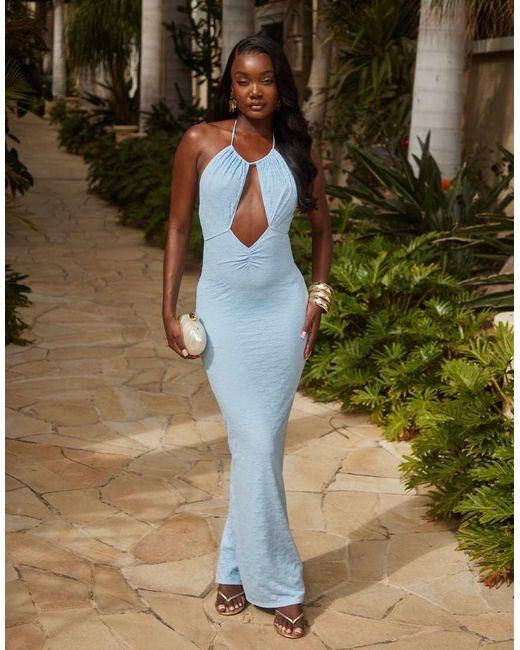 South Beach Cut Out Front Halter Maxi Lace Beach Dress in Green | Lyst UK