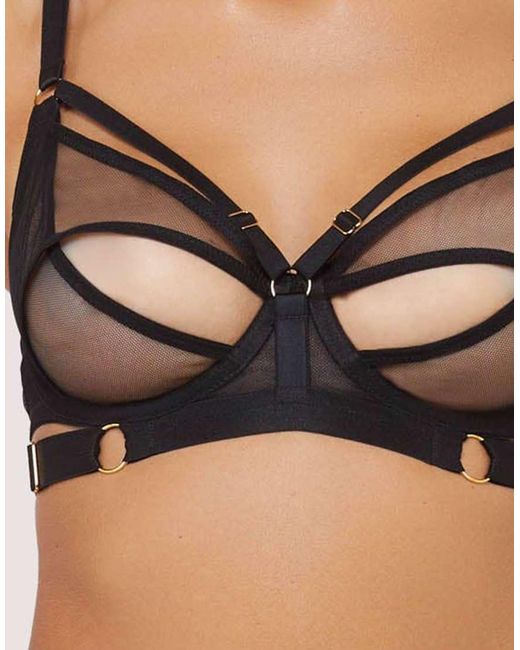 Wolf & Whistle Black Alexa Mesh Overlay Thick Strap Bra
