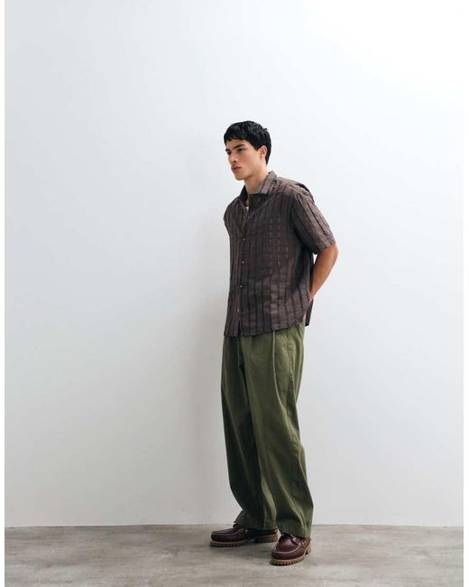 ASOS Brown Oversized Textured Shirt for men