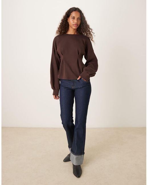 ASOS Brown Interlock Sweat With Peplum Waist