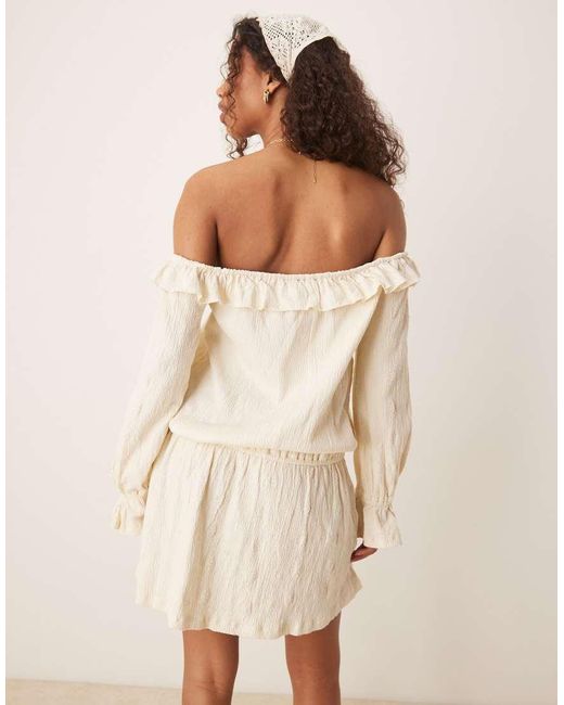 Vestito Corto A Maniche Lunghe Stile Bohémien di ASOS in Natural