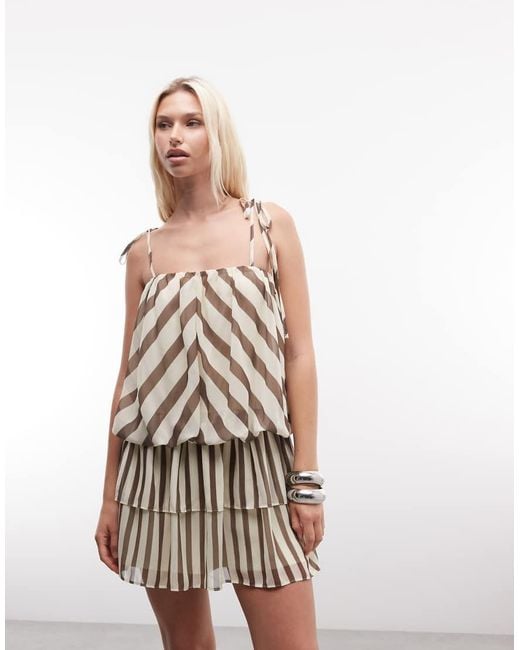 ASOS White Chiffon Drop Waist Bubble Hem Mini Dress