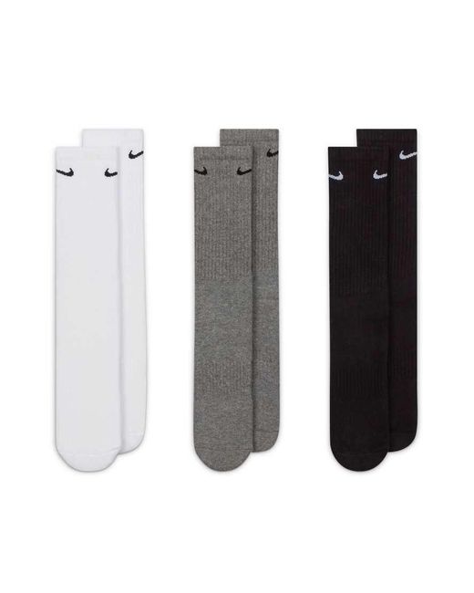 Pack De 3 Pares De Calcetines Deportivos De Color Blanco, Gris Y Negro Everyday Cushioned De Nike de hombre de color White