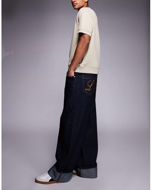 Liquor N Poker Multicolor Cinch Midrise Turn-up baggy Denim Jeans With Contrast Stitching for men