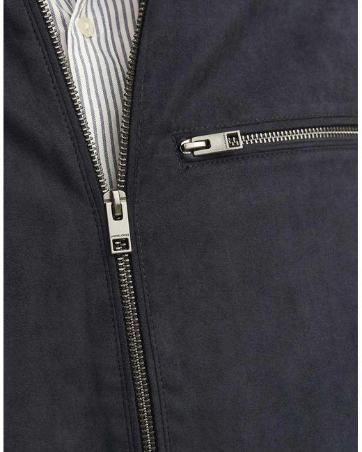 Jack & Jones Blue Synthetic Leather Jacket for men