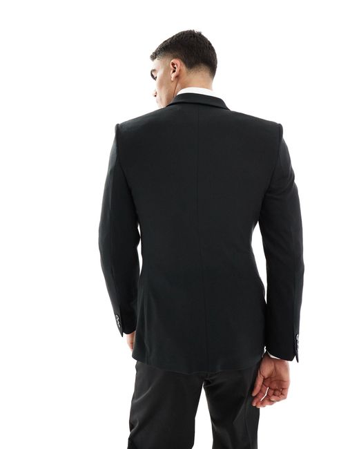 ASOS Black Skinny Double Breasted Suit Jacket for men