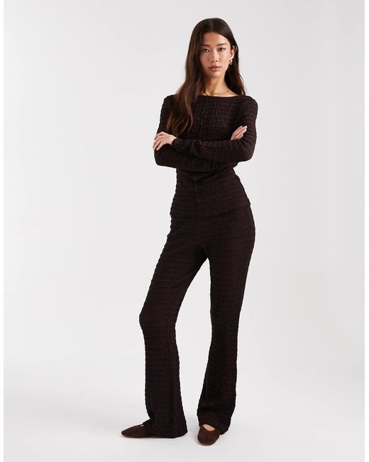 ASOS Black Mix & Match Textured Long Sleeve Top With Seam Detail And Scoop Back