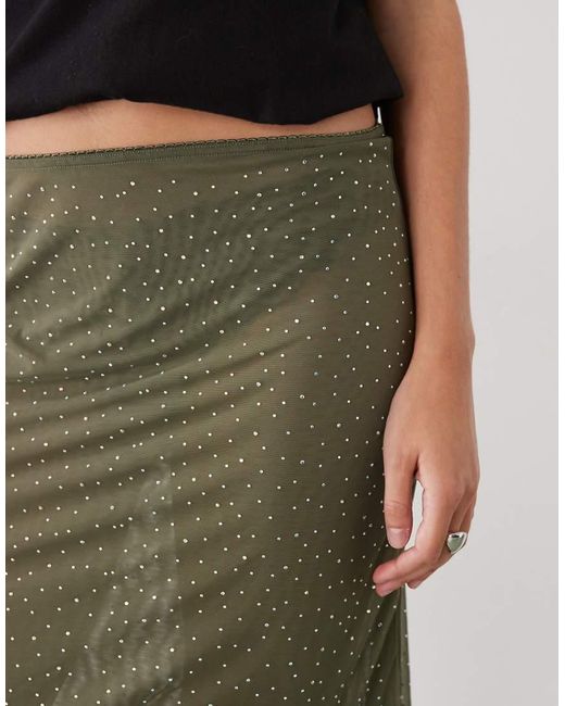 Monki Green Knee Length Skirt