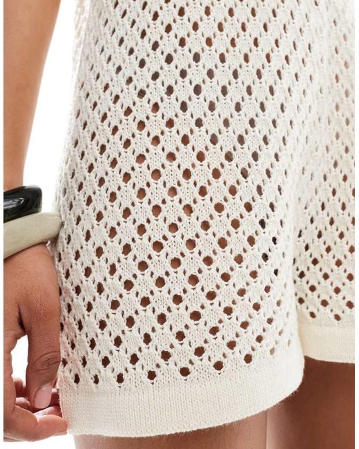 Miss Selfridge White Knitted Beach Playsuit