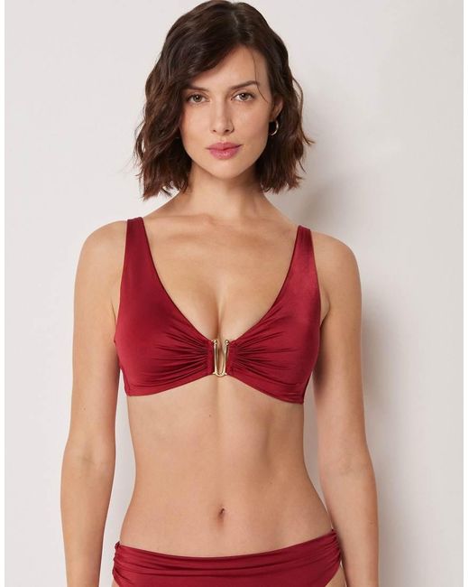 Calzedonia Red Shiny Satin Brassiere Bikini Top