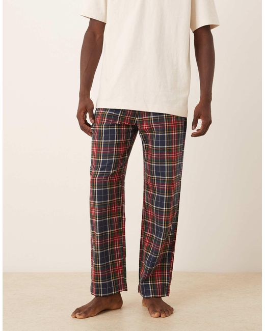 Abercrombie & Fitch – karierte pyjama-hose aus flanell in Natural für Herren