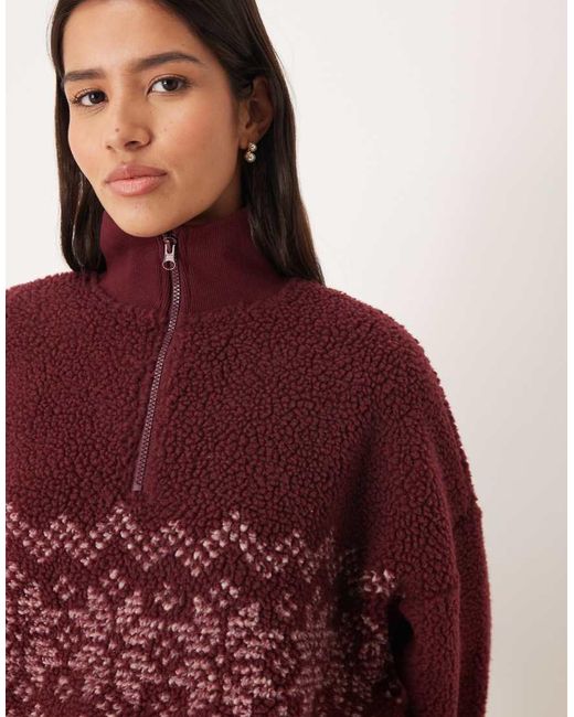ASOS Red Lounge Borg Funnel Neck Jumper