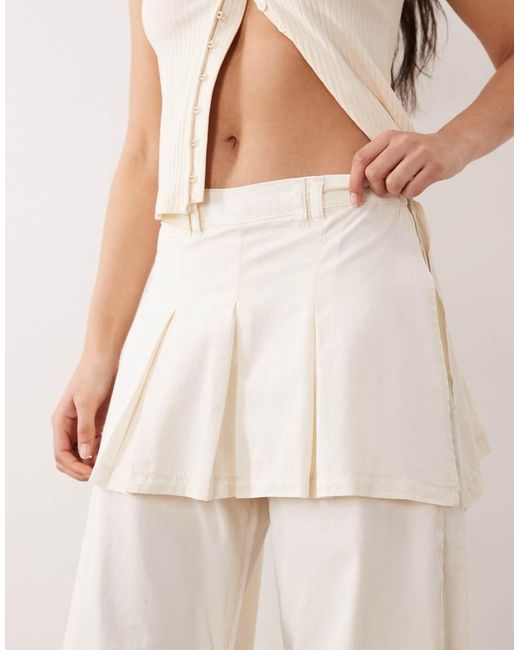 ASOS Natural Barrel Trouser With Pleated Skirt