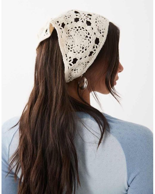 Kiwi & Co White Crochet Headscarf