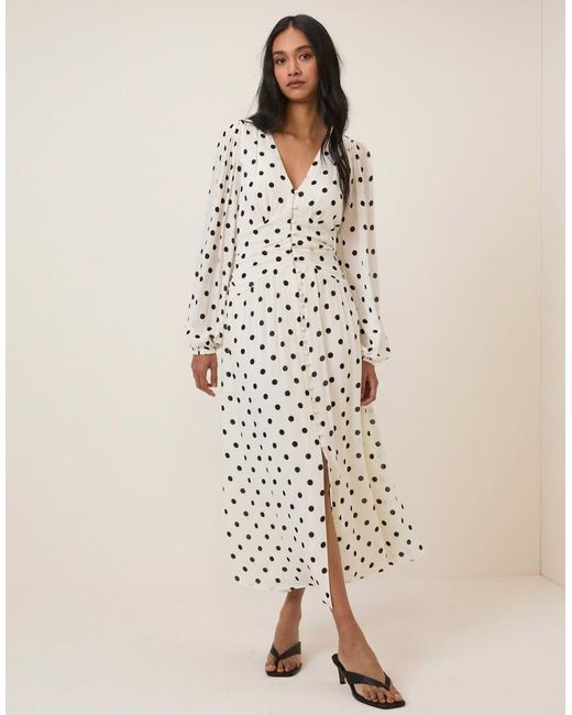 Nobody's Child Natural Polka Dot Luna Midi Dress