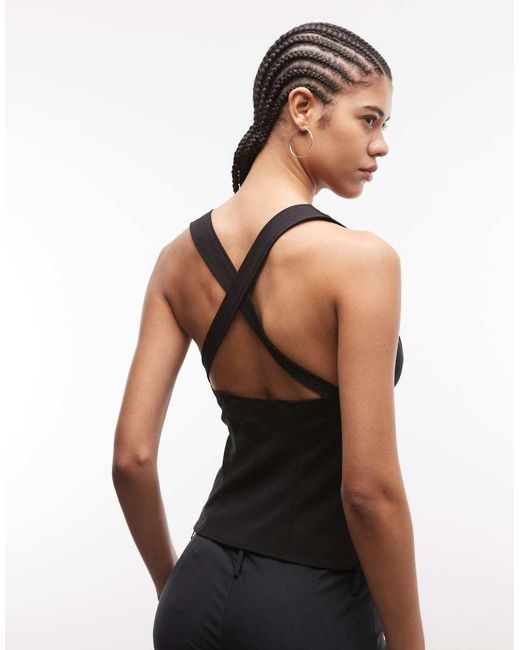 Weekday Black Zip Up Woven Top