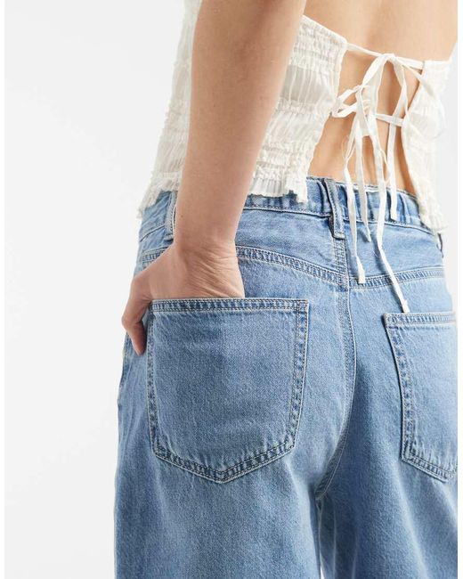 Vero Moda Blue Villa Mid-rise Tie Waist Denim Bermuda Short