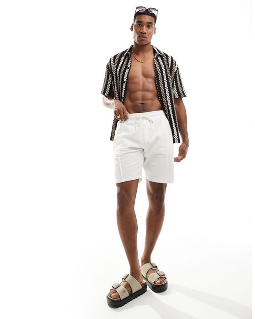 River Island White Textured Shorts for men
