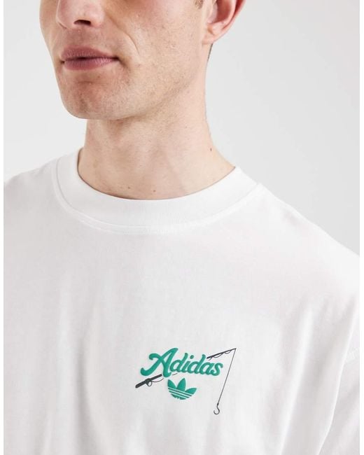 Adidas Originals White Fishing Graphic T-Shirt