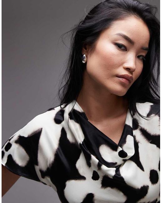 TOPSHOP Multicolor Ruched Side Grown On Shoulder Mini Dress