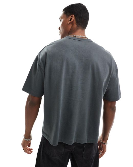 ASOS – schweres, kastiges oversize-t-shirt in Gray für Herren