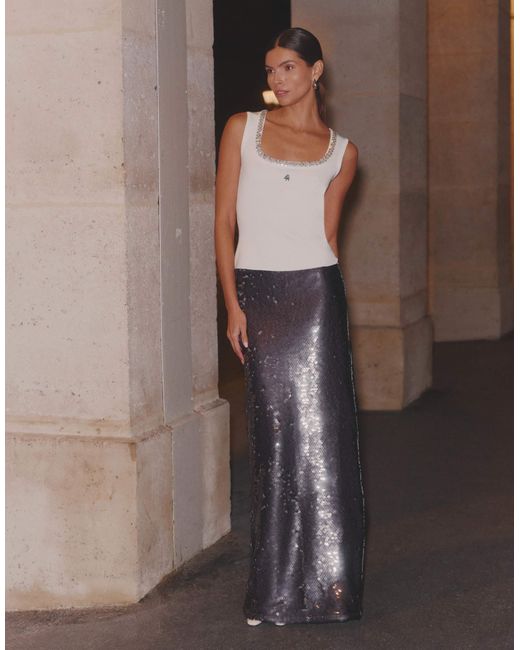 4th & Reckless Brown – paillettenbesetzter säulen-maxirock