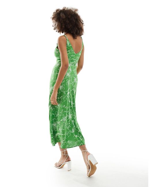Vestido midi verde con estampado frutal y detalle ASOS de color Green