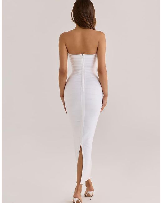 House Of Cb Natural The Sweetheart True Strapless V Waist Bandage Maxi Dress