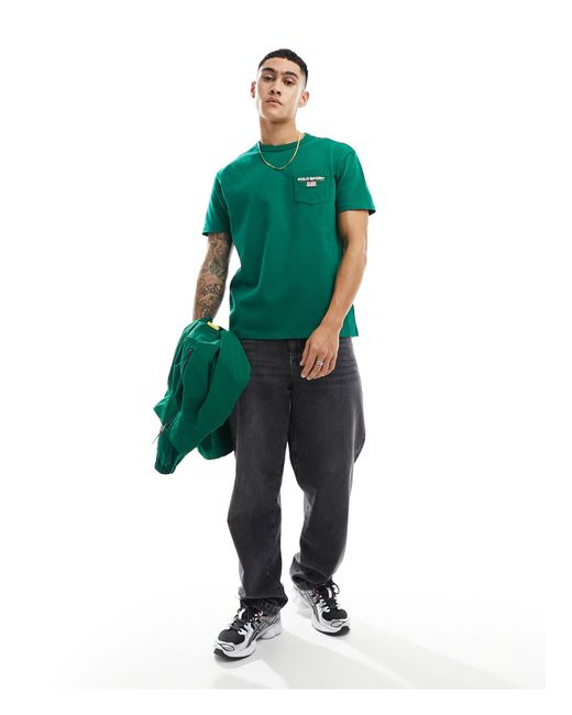 Sport capsule - t-shirt oversize classica medio con stemma del logo di Polo Ralph Lauren in Green da Uomo