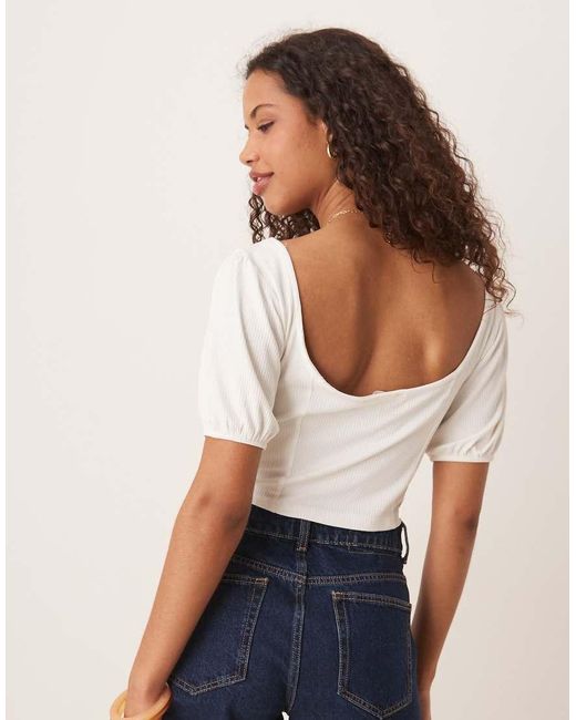 Glamorous White Square Neck Tops
