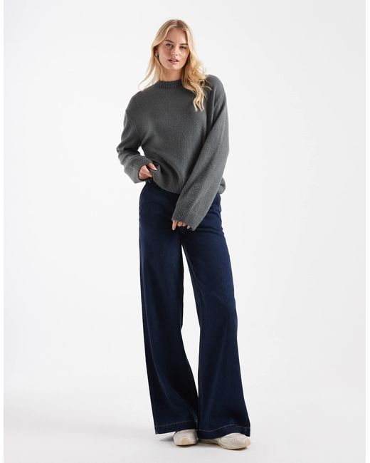ONLY Blue Mid Waist Extra Wide Leg Jeans