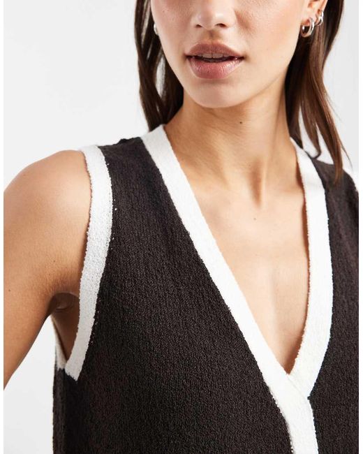 4th & Reckless Blue Knitted Contrast Trim V Neck Beach Maxi Dress