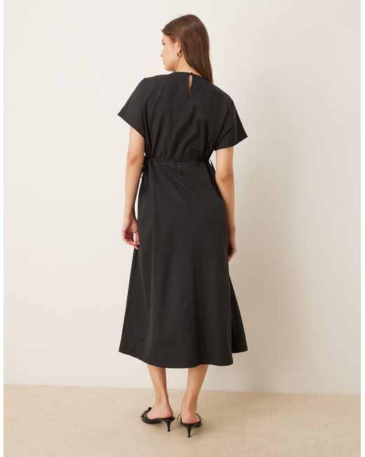Threadbare Black Midi Dress With Elasticated Waist