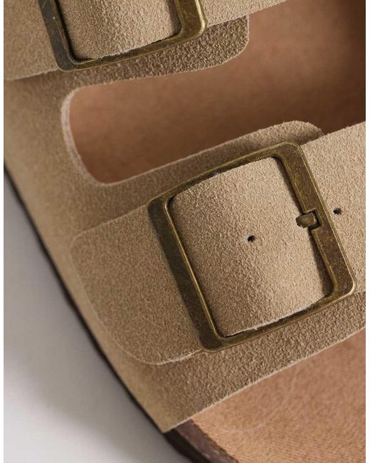 ASOS White Two Strap Sandals With Cork Sole for men