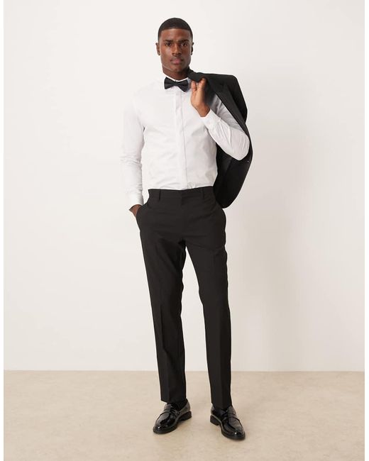 ASOS Natural Slim Tuxedo Trousers for men