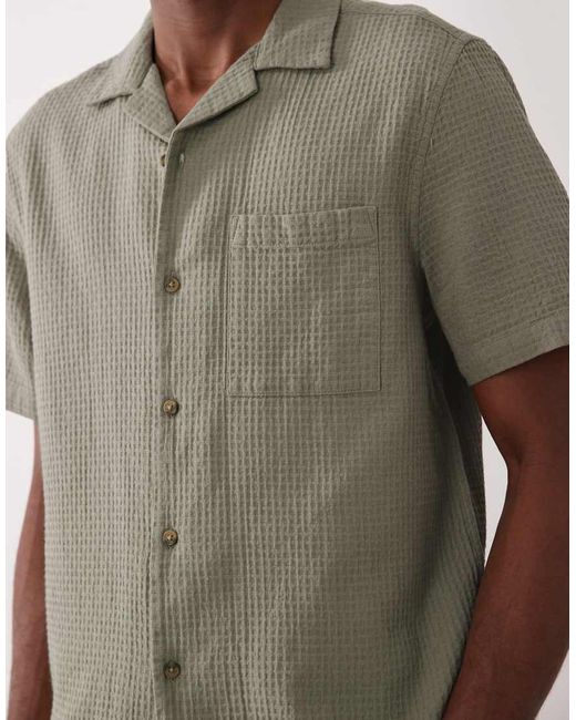 ASOS Green Regular Fit Revere Waffle Shirt for men