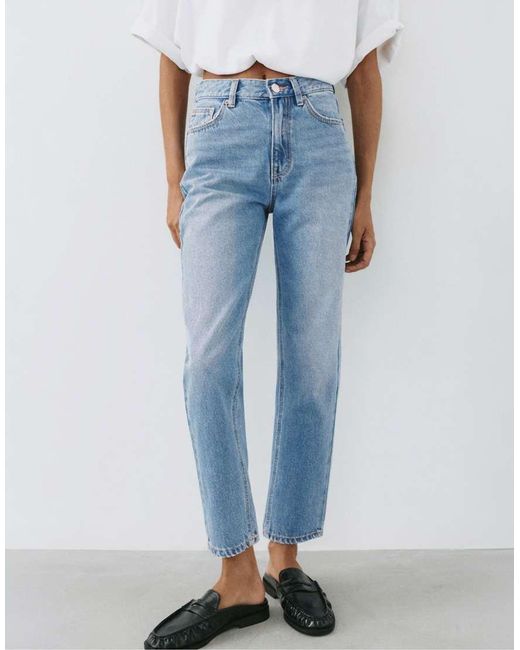 Pull&Bear Blue Petite High-waist Mom Fit Jeans