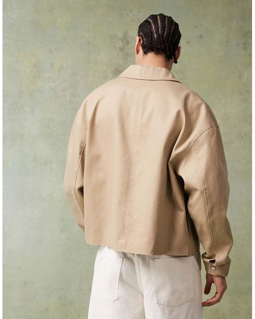 Giacca Harrington Squadrata Oversize Color Pietra di ASOS in Green da Uomo