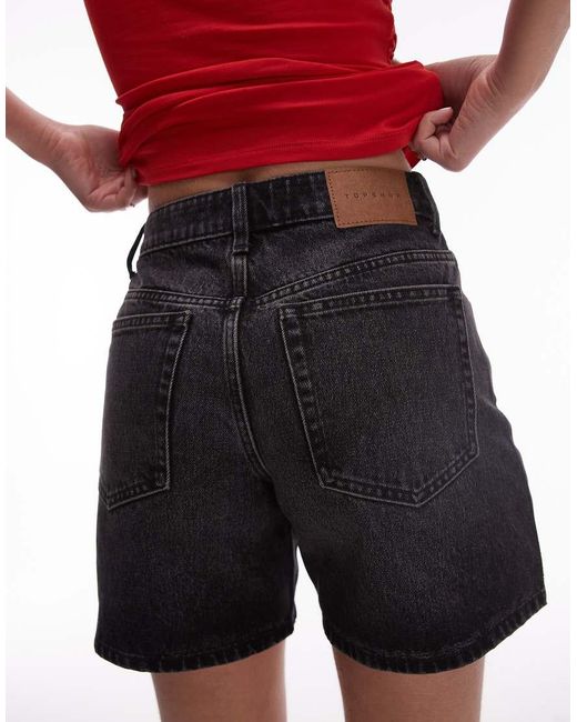 TOPSHOP Red Denim Editor Shorts