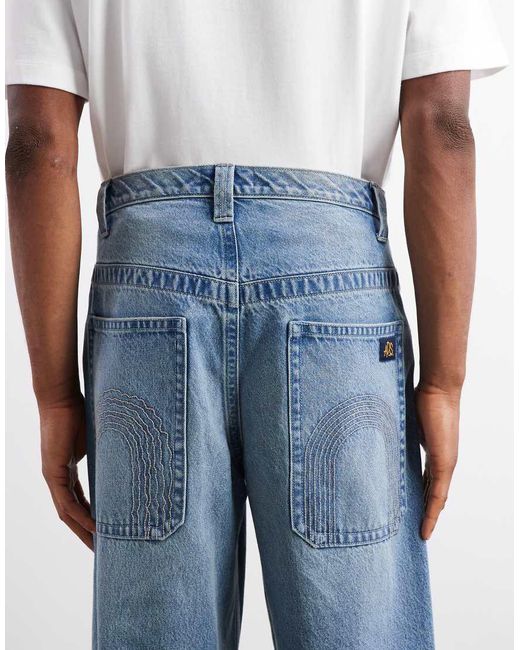 ASOS Natural Loose Fit Jeans With Embroidered Back Pocket for men