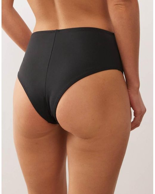 Monki Black Mix And Match High Leg Waist Bikini Bottom