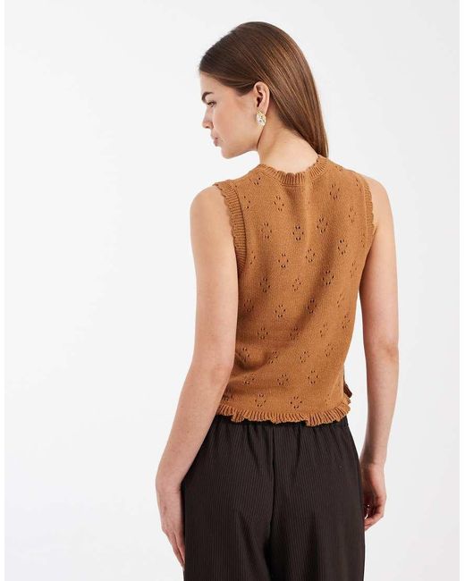 New Look Multicolor Floral Stitch Knitted Waistcoat